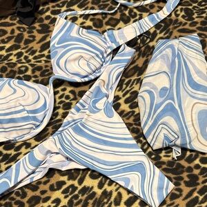 Cider Blue and White Swirl Bikini